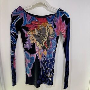 Desigual Multicolor Floral Long Sleeve Top size S